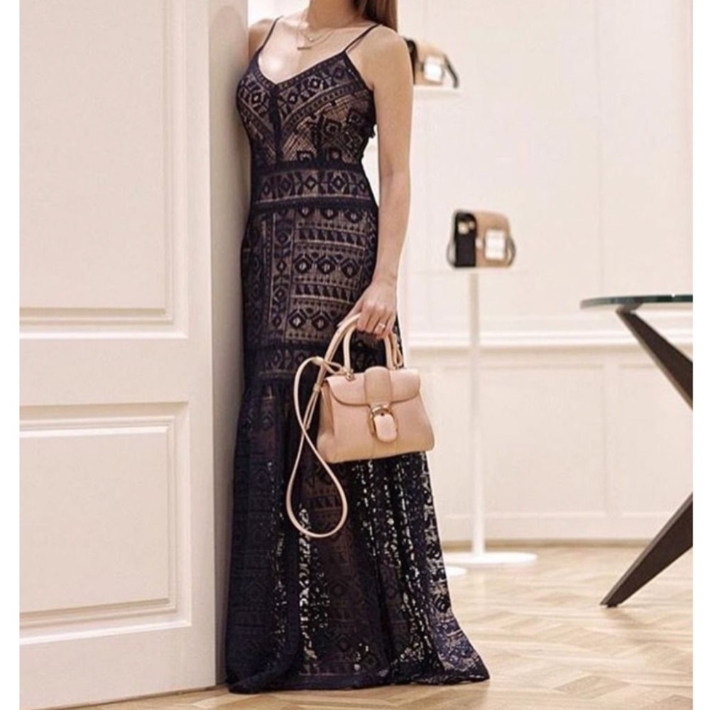 AIJEK like Charo Ruiz Natalie Crochet Maxi Dress in Navy NWOT - XS/1